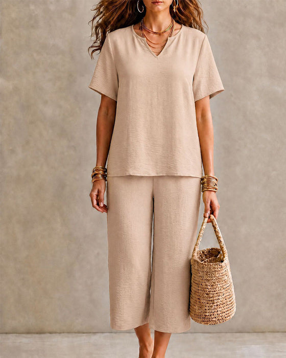 Set Kurzarm Oberteil Und Gekürzte Hose