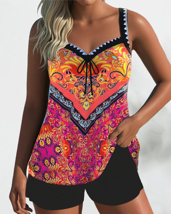 Badeanzug mit Urlaubsprint, Tanktop, zweiteilig