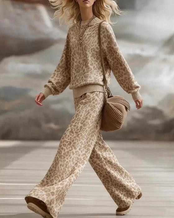 Set Langarm Lange Hose Leopard