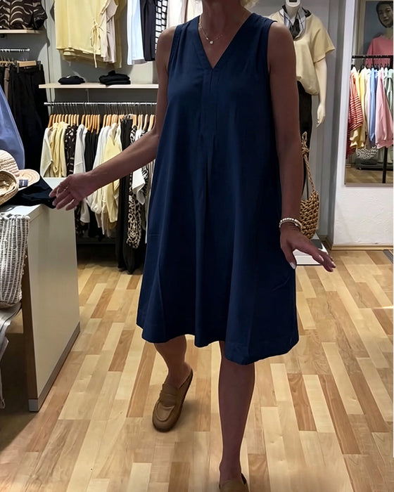 Kleid Ärmellos V-Ausschnitt Locker A-Linie