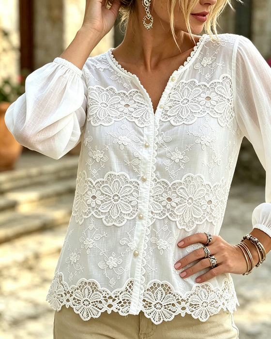 Bluse Ausschnitt Spitze Trim