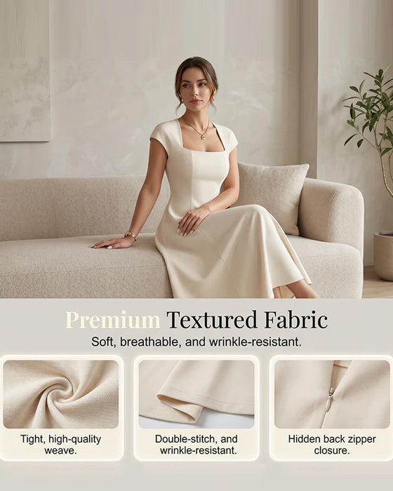Kleid Quadratischer Ausschnitt Kurzarm
