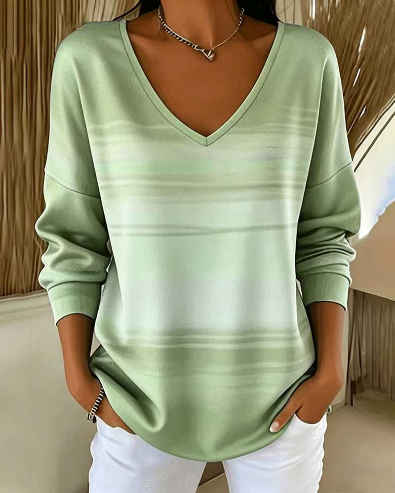 Sweatshirts V-Ausschnitt Langarm Ombre