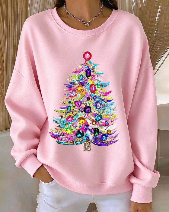 Oberteil Rundhals Pullover Weihnachtsbaum