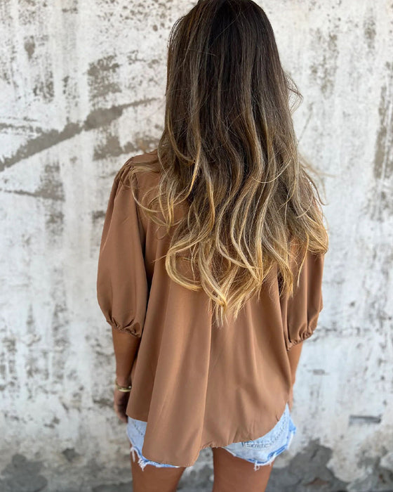 Bluse Casual Mode Kurzarm Einfarbig