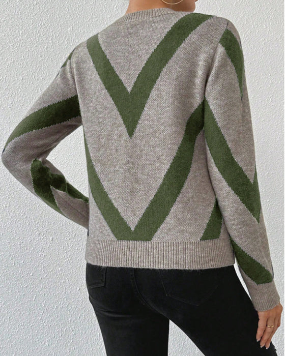 Pullover Mit Geometrischem Muster Und Rundhalsausschnitt Merkmalen