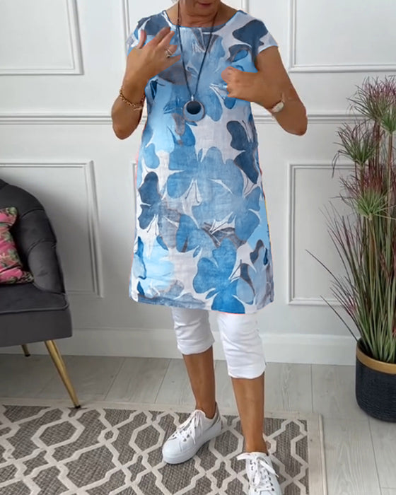 Lässiges Longtop mit farbenfrohem Blumenprint