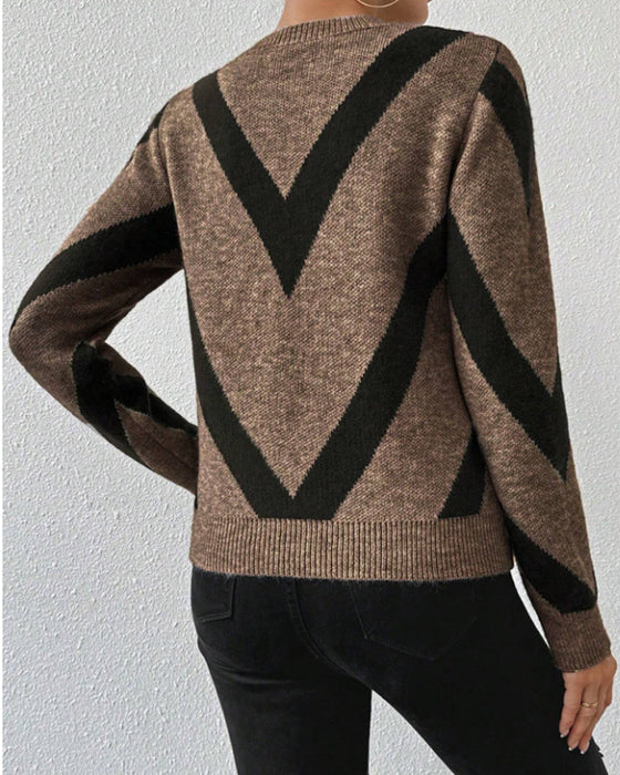 Pullover Mit Geometrischem Muster Und Rundhalsausschnitt Merkmalen