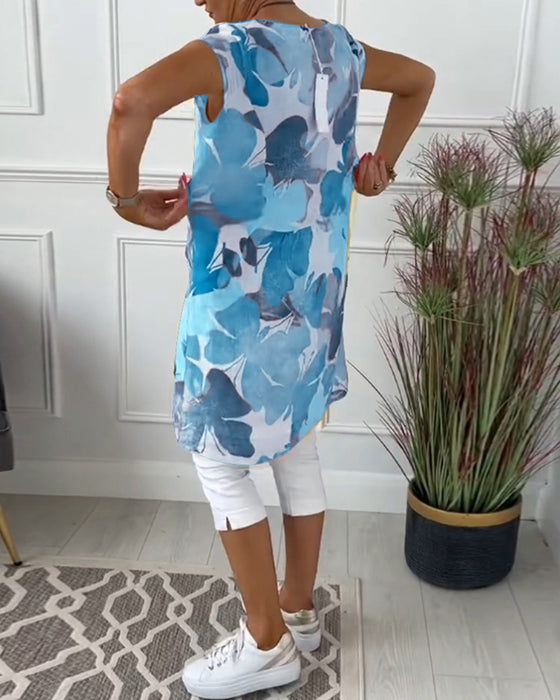 Lässiges Longtop mit farbenfrohem Blumenprint