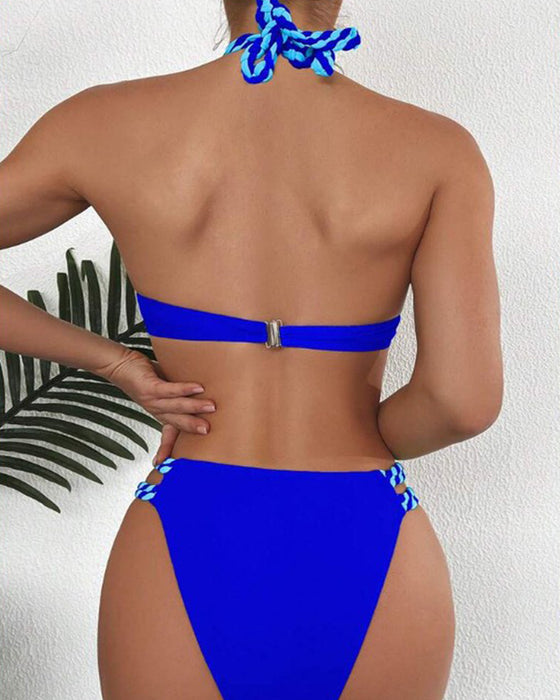 Colorblock-Neckholder-Bikini-Set