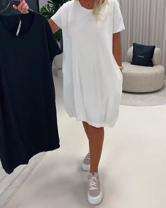 Kleid Kurzarm Rundhals Loose-Fit