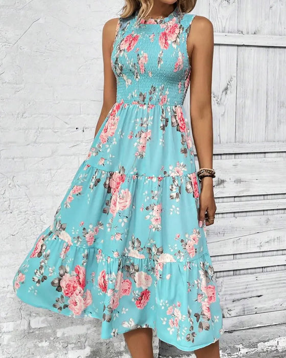 Kleid Blumig Druck Smock