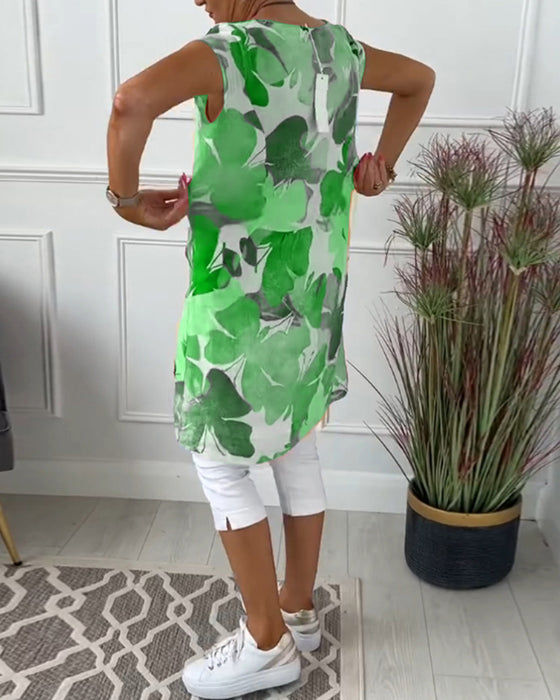 Lässiges Longtop mit farbenfrohem Blumenprint