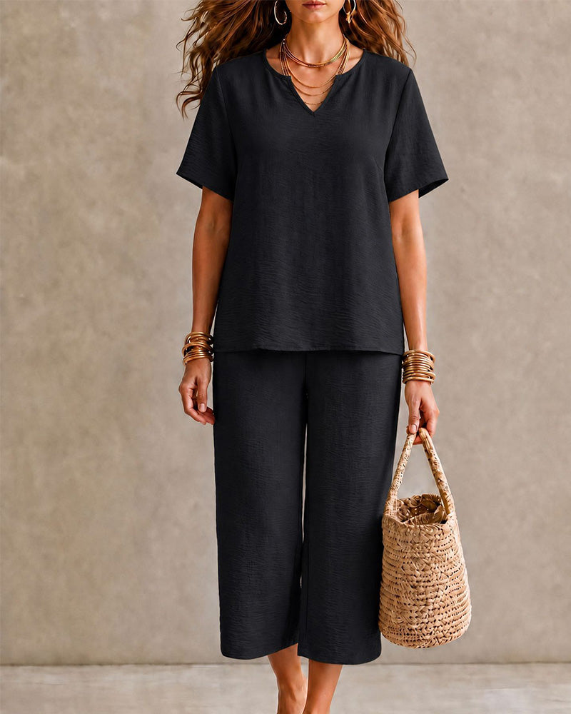 Set Kurzarm Oberteil Und Gekürzte Hose