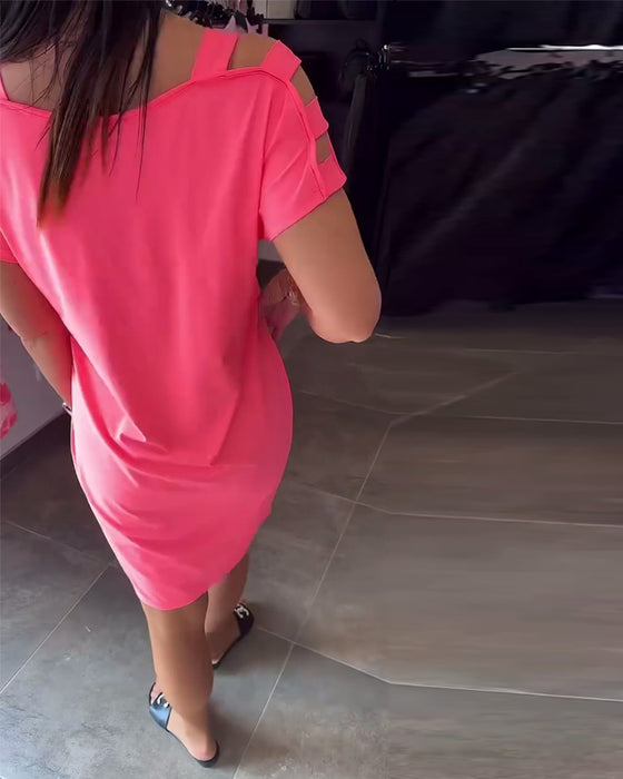 Kleid Schulterfrei Bedruckt Modisch
