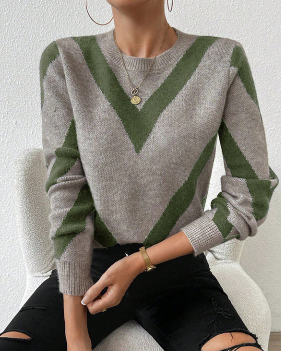 Pullover Mit Geometrischem Muster Und Rundhalsausschnitt Merkmalen