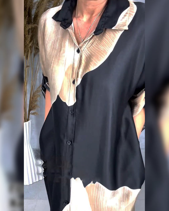 Kleid Temperament Knöpfen Modisches Hemd