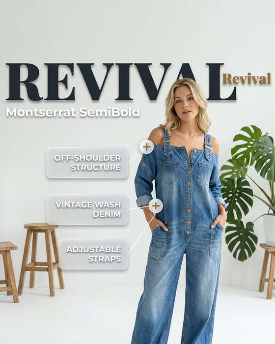 Jumpsuit Spaghettiträger Kalte Schulter Weites Bein Denim