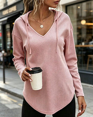 Bluse V-Ausschnitt Hoodie Unregelmäßig