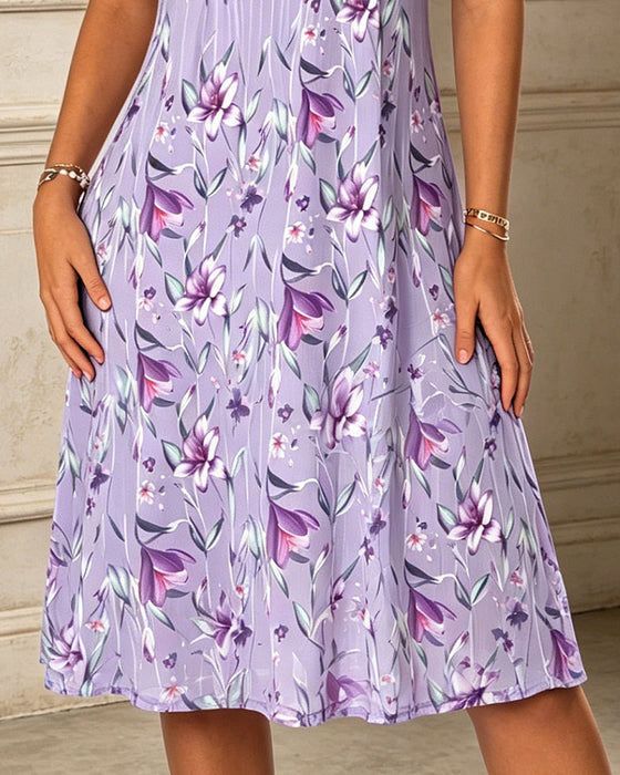Kleid Ärmellos Spitze Patchwork Bedruckt