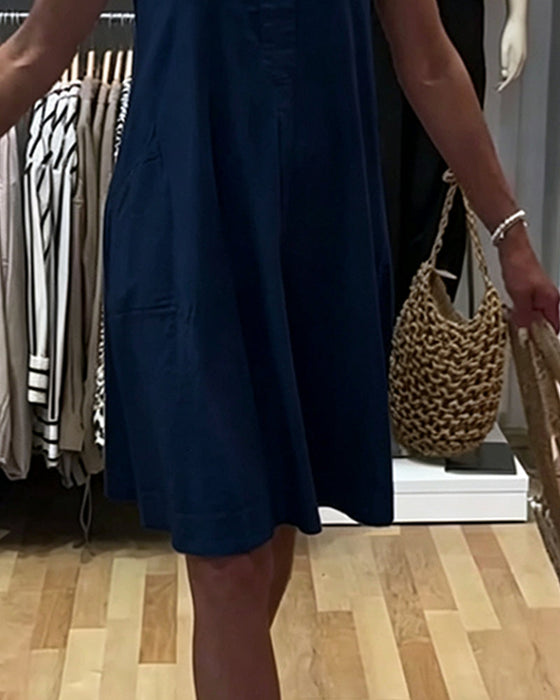Kleid Ärmellos V-Ausschnitt Locker A-Linie