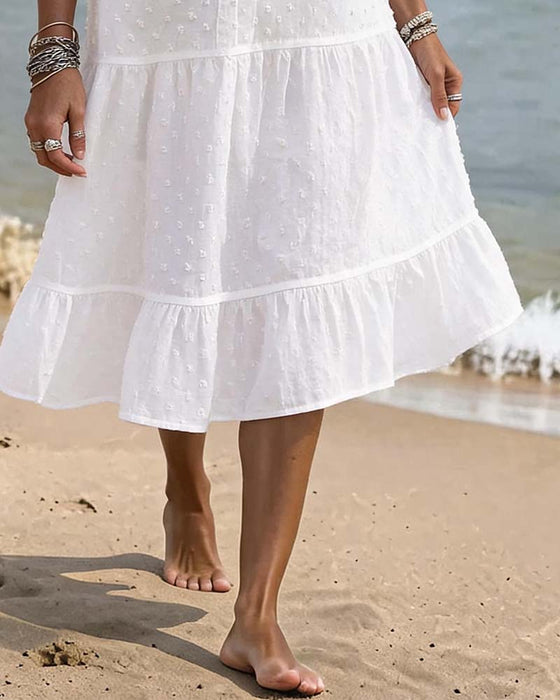 Kleid Puffärmel Spitze Resort