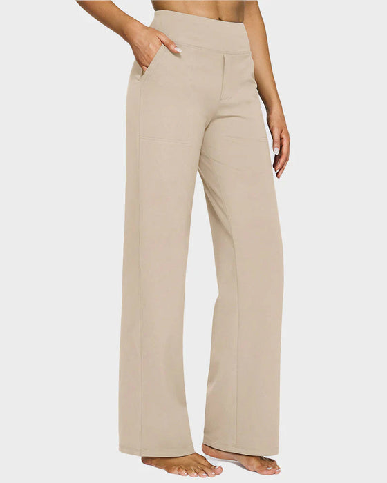 Hose Damen High Waist Stretch Casual Yoga Weites Bein