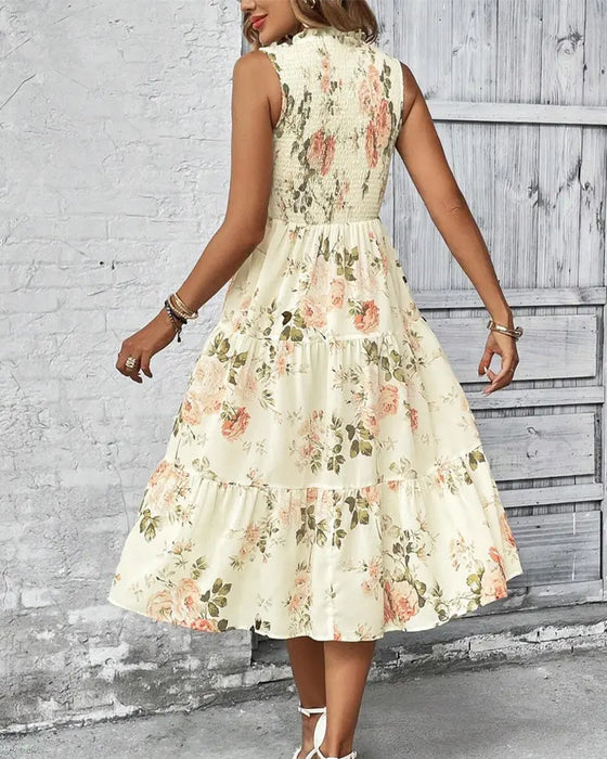 Kleid Blumig Druck Smock