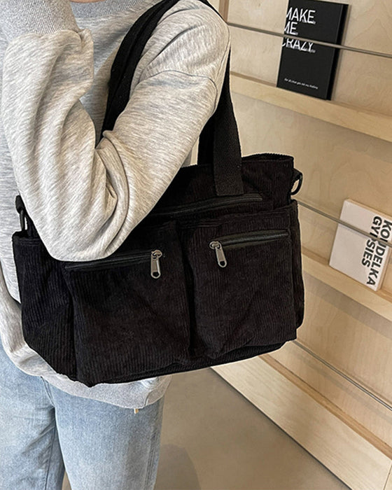 Einfarbige Cordtasche