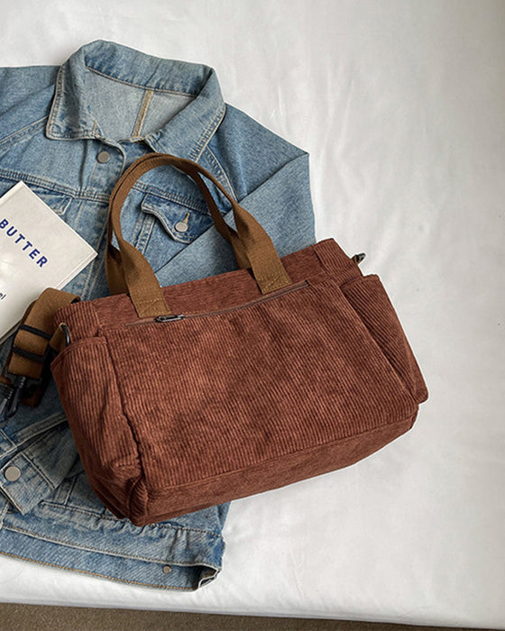 Einfarbige Cordtasche