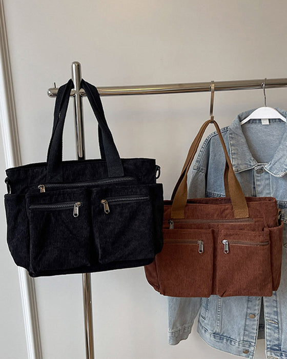 Einfarbige Cordtasche
