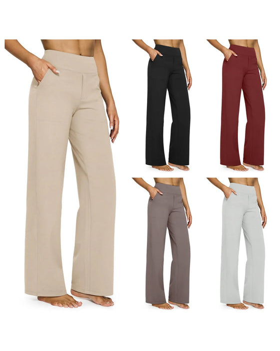 Hose Damen High Waist Stretch Casual Yoga Weites Bein