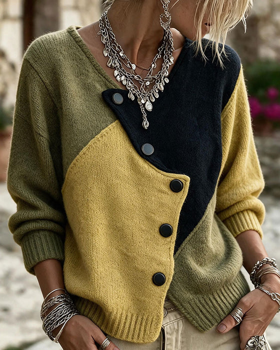 Cardigan Unregelmäßig Colorblock