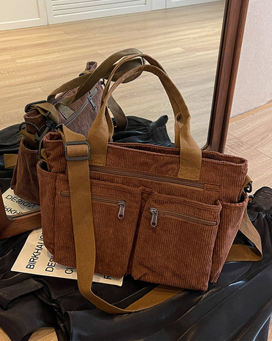 Einfarbige Cordtasche