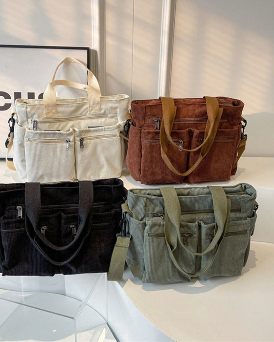 Einfarbige Cordtasche