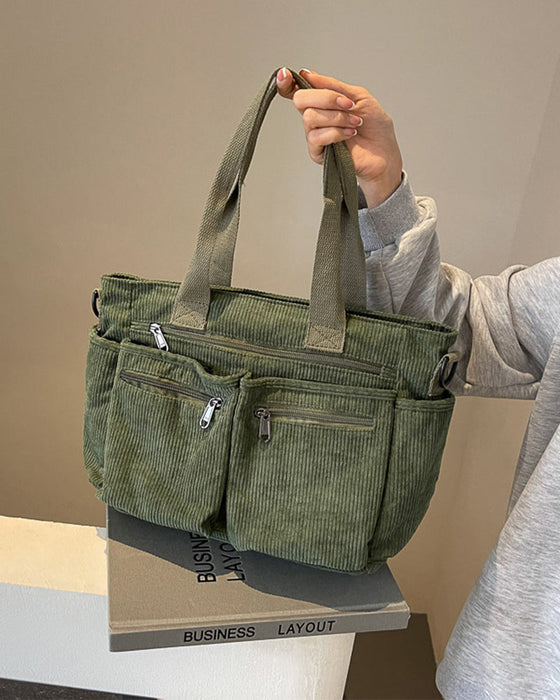 Einfarbige Cordtasche