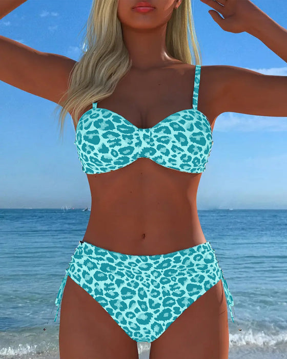 Bikini Schnürung Leopardenmuster
