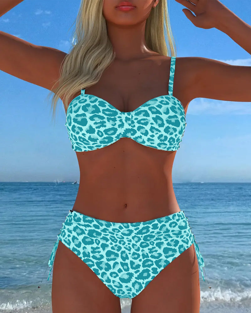 Bikini Schnürung Leopardenmuster