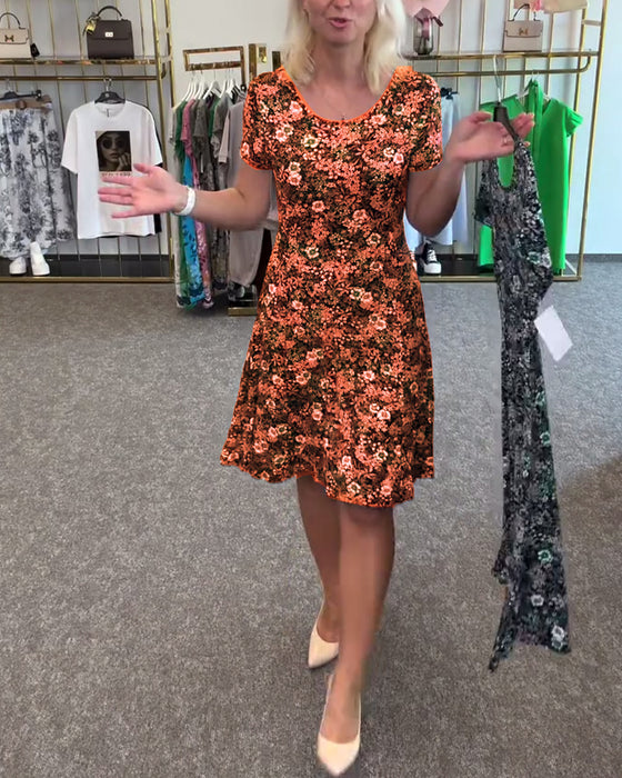 Kleid Stilvoll Schmale Taille Bedruckt