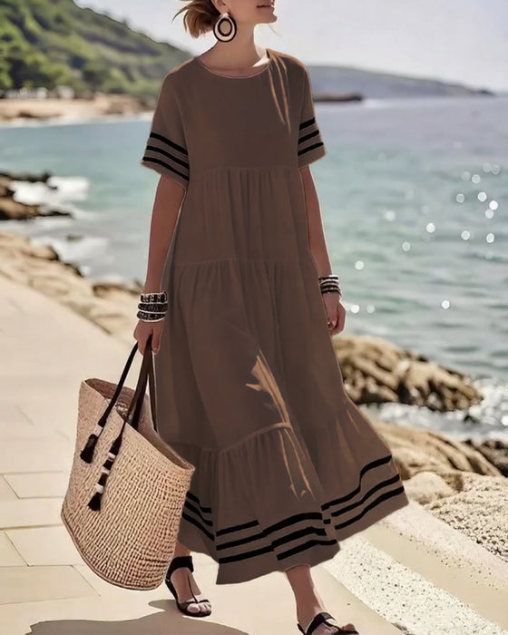 Kleid Modisch Urlaub Kurzärmelig