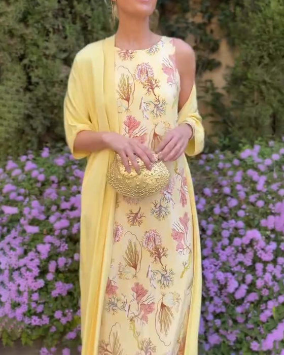 Set Ärmellos Maxi Kleid + Passender Cardigan