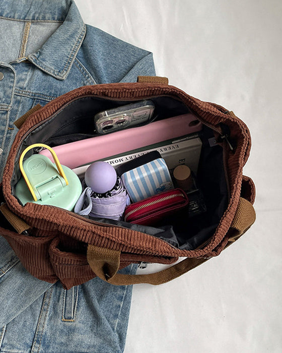 Einfarbige Cordtasche