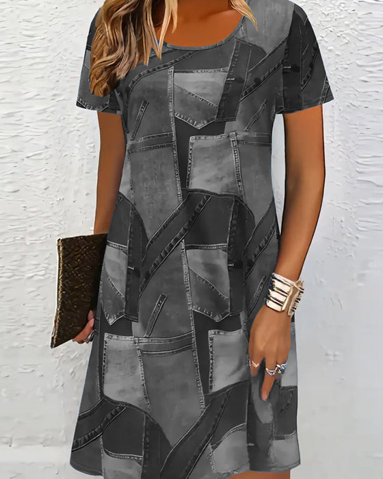 Kleid Trendy Bedruckt Lässig