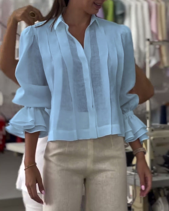 Bluse Puffärmel Rüsche