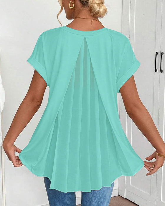 T-Shirt kurzärmelig einfarbig Patchwork