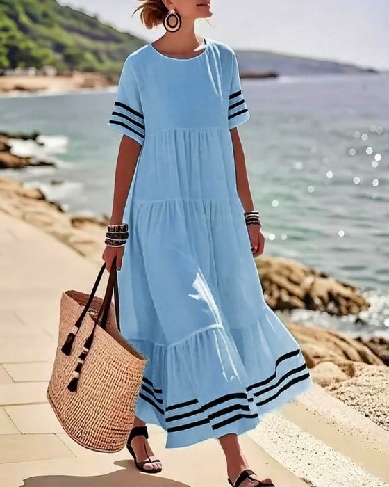 Kleid Modisch Urlaub Kurzärmelig