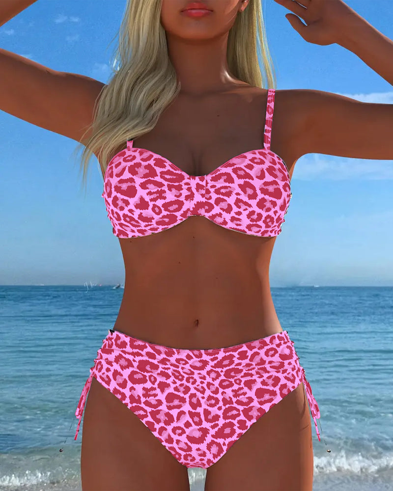 Bikini Schnürung Leopardenmuster