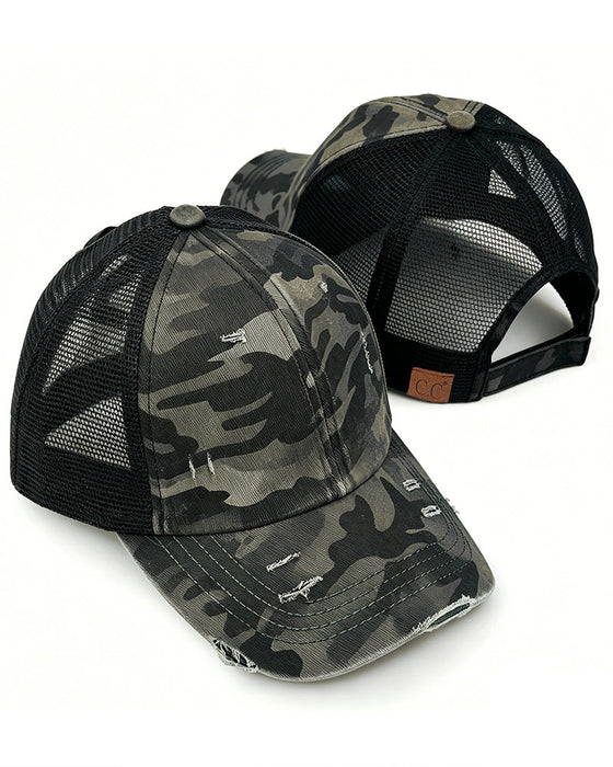 Cap Verstellbar Kreuz Rückseite Distressed Denim Baseball