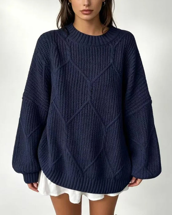 Pullover Einfarbig Langarm