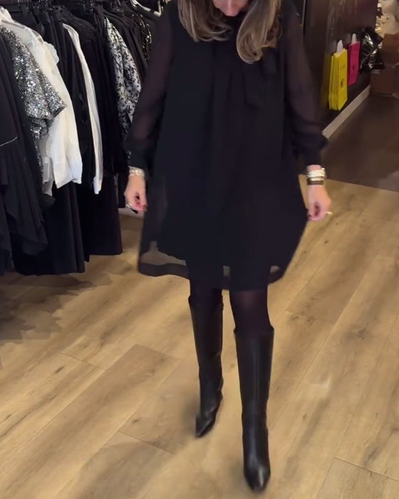 Einfarbiges, modisches, langärmeliges kleid